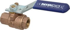 NIBCO - 3/8" Pipe, Full Port, Bronze Standard Ball Valve - 2 Piece, Inline - One Way Flow, FNPT x FNPT Ends, Lever Handle, 600 WOG, 150 WSP - Exact Industrial Supply