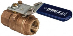 NIBCO - 3/4" Pipe, Full Port, Bronze Standard Ball Valve - 2 Piece, Inline - One Way Flow, FNPT x FNPT Ends, Locking Lever Handle, 600 WOG, 150 WSP - Exact Industrial Supply