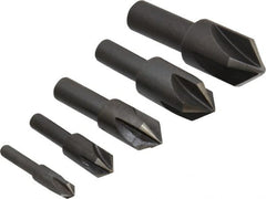 Cleveland - 5 Piece, 1/4 to 3/4" Head Diam, 82° Included Angle, Single End Countersink Set - Exact Industrial Supply