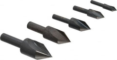 Cleveland - 5 Piece, 1/4 to 3/4" Head Diam, 60° Included Angle, Single End Countersink Set - Exact Industrial Supply