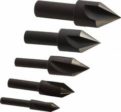 Cleveland - 5 Piece, 1/4 to 3/4" Head Diam, 60° Included Angle, Single End Countersink Set - Exact Industrial Supply