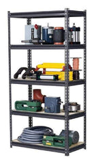 Edsal - 5 Shelf Starter Heavy-Duty Open Steel Shelving - 1,000 Lb Capacity, 48" Wide x 72" High x 18" Deep, Gray - Exact Industrial Supply