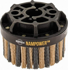 Brush Research Mfg. - 4" 80 Grit Ceramic/Silicon Carbide Tapered Disc Brush - Coarse Grade, CNC Adapter Connector, 0.71" Trim Length, 7/8" Arbor Hole - Exact Industrial Supply