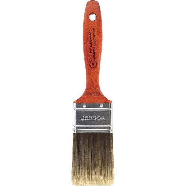 Wooster Brush - 2" Flat Nylon/Polyester Varnish Brush - 2-11/16" Bristle Length, 5-1/2" Wood Beavertail Handle - Exact Industrial Supply