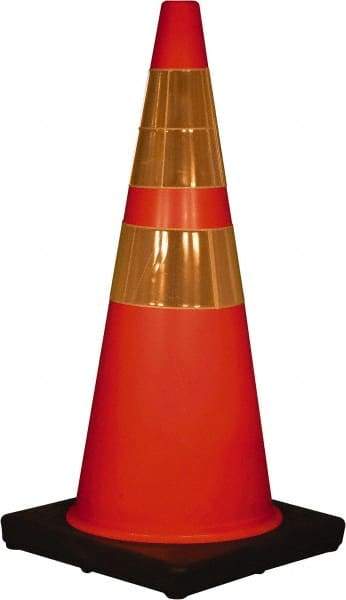 PRO-SAFE - 28" High, Orange Collapsible Traffic Cone - 14" Base Width, 4 Lb, Polyurethane - Exact Industrial Supply