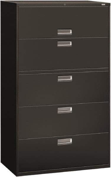 Hon - 42" Wide x 67" High x 19-1/4" Deep, 5 Drawer Roll-Out, Roll-Out Posting - Steel, Charcoal - Exact Industrial Supply