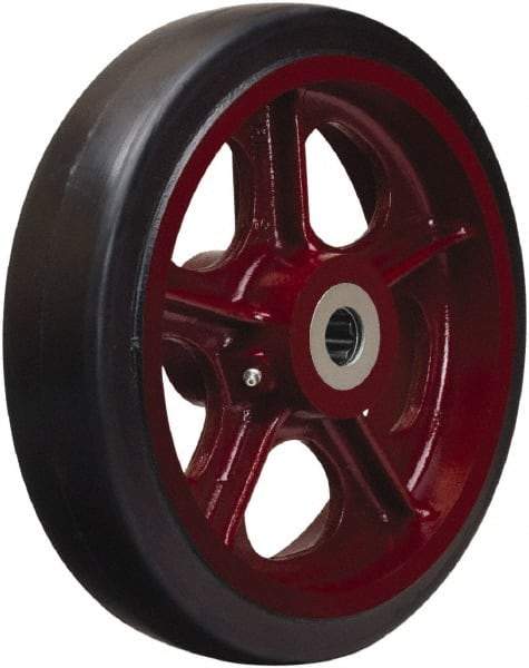 Hamilton - 12 Inch Diameter x 2-1/2 Inch Wide, Rubber on Cast Iron Caster Wheel - 900 Lb. Capacity, 3-1/4 Inch Hub Length, 1-1/4 Inch Axle Diameter, Straight Roller Bearing - Exact Industrial Supply