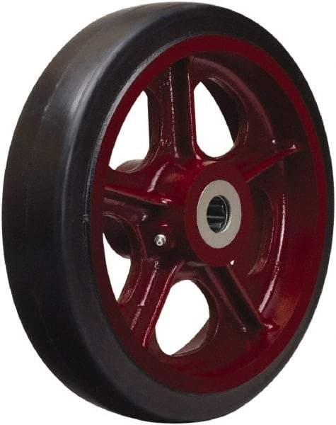 Hamilton - 12 Inch Diameter x 2-1/2 Inch Wide, Rubber on Cast Iron Caster Wheel - 900 Lb. Capacity, 3-1/4 Inch Hub Length, 3/4 Inch Axle Diameter, Tapered Roller Bearing - Exact Industrial Supply