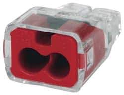 Ideal - 2 Port, 18 to 12 AWG Compatible, Push-In Wire Connector - 0.78" OAL x 0.52" OAW x 0.38" OAH, Red - Exact Industrial Supply