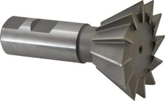Made in USA - 2-1/2" Diam x 1-1/8" Width of Cut, 60° Included Angle, Cobalt Dovetail Cutter - 1" Shank Diam, 2-5/8" Shank Length, 3-3/4" Overall Length, Weldon Flat, Uncoated - Exact Industrial Supply