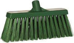Vikan - 12" Heavy Duty Synthetic Push Broom - 2" Bristle Length, Plastic Block, European Threaded Handle Connection - Exact Industrial Supply