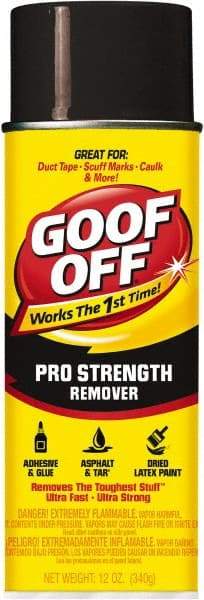 Goof Off - Adhesive, Graffiti & Rust Removers Type: Adhesive Remover Removes/Dissolves: Caulk Residue; Chewing Gum; Crayon; Glue; Marker; Paint; Pen; Scuff Marks; Tar; Stickers; Tree Sap - Exact Industrial Supply
