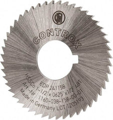 Controx - 1-1/2" Diam x 1/16" Blade Thickness x 1/2" Arbor Hole Diam, 48 Tooth Slitting and Slotting Saw - Arbor Connection, Right Hand, Uncoated, Cobalt, Concave Ground, Contains Keyway - Exact Industrial Supply