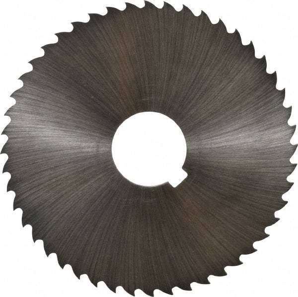 Controx - 4" Diam x 0.0938" Blade Thickness x 1" Arbor Hole Diam, 48 Tooth Slitting and Slotting Saw - Arbor Connection, Right Hand, Uncoated, Cobalt, 15° Rake, Concave Ground, Contains Keyway - Exact Industrial Supply