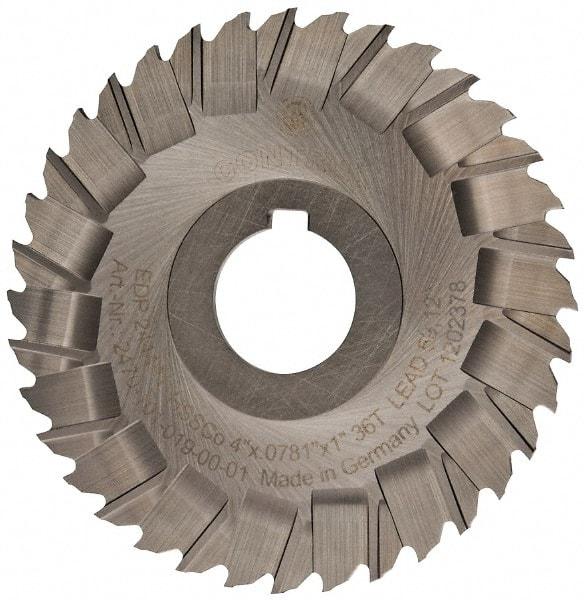 Controx - 4" Blade Diam x x 0.0781" Blade Thickness, 1" Hole, 36 Teeth, Cobalt Side Chip Saw - Staggered Tooth, Arbor Connection, Right Hand Cut, Uncoated, with Keyway - Exact Industrial Supply