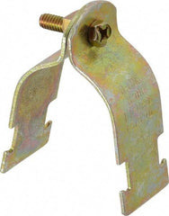 Cooper B-Line - 1-1/4" Pipe, 14 Gauge Framing Channel & Strut Mounted Clamp - Zinc Dichromate, Rigid Conduit - Exact Industrial Supply