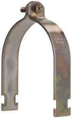 Cooper B-Line - 4" Pipe, 1/8 Gauge Framing Channel & Strut Mounted Clamp - Zinc Dichromate, Rigid Conduit - Exact Industrial Supply