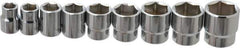 Blackhawk by Proto - 9 Piece 3/8" Drive Socket Set - 6 Points, 3/8" to 7/8" Range, Inch Measurement Standard - Exact Industrial Supply