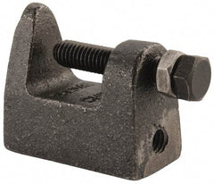 Cooper B-Line - 1-1/4" Max Flange Thickness, 3/8" Rod Wide Jaw Top Beam Clamp - 500 Lb Capacity, Malleable Iron - Exact Industrial Supply