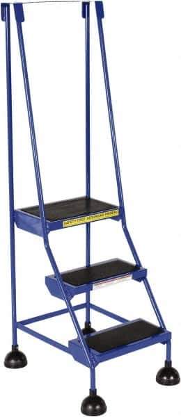 Vestil - 56" 3 Step Ladder - 300 Lb Capacity, 28-3/4" Platform Height, 19-1/4" Base Width x 30" Base Depth, Rubber Matted - Exact Industrial Supply