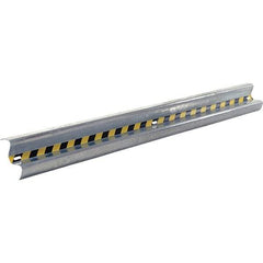 Vestil - 10' Long x 12" High, Gray with Black & Yellow Caution Tape Steel Straight Heavy Duty Guard Rail - 3 Rails Accommodated, 3-1/4" Deep, 76 Lb - Exact Industrial Supply