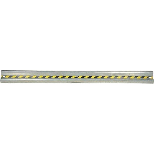 Vestil - 12' Long x 12" High, Gray with Black & Yellow Caution Tape Steel Straight Heavy Duty Guard Rail - 3 Rails Accommodated, 3-1/4" Deep, 83 Lb - Exact Industrial Supply