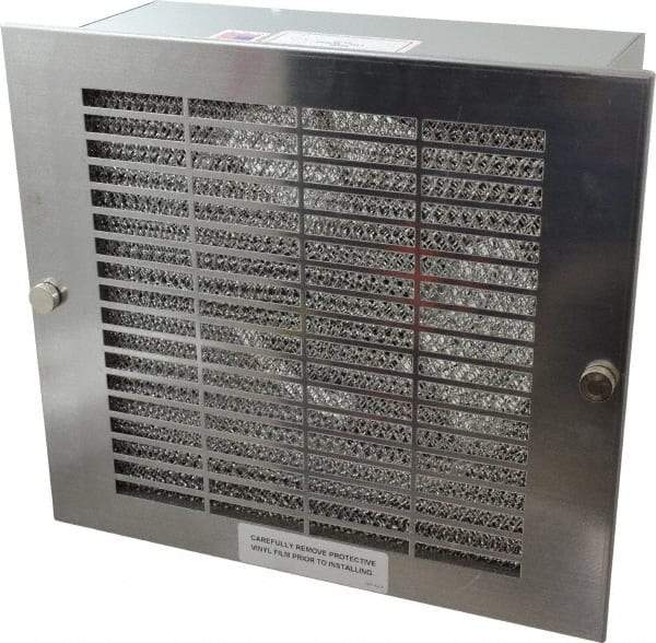 Cooper B-Line - 550 CFM, 1,600 RPM, Enclosure Cooling Fan Package - 13 Inch Wide x 4-9/16 Inch Deep x 11-5/8 Inch High, 60 W, 115 VAC, Stainless Steel Grill, Steel Enclosure - Exact Industrial Supply