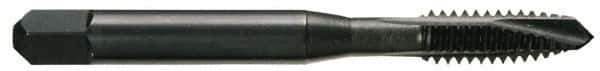 OSG - 1/4-28 UNF, 3 Flute, Oxide Finish, Vanadium High Speed Steel Spiral Point Tap - Plug Chamfer, Right Hand Thread, 2-1/2" OAL, 1" Thread Length, 0.255" Shank Diam, Series 280 - Exact Industrial Supply