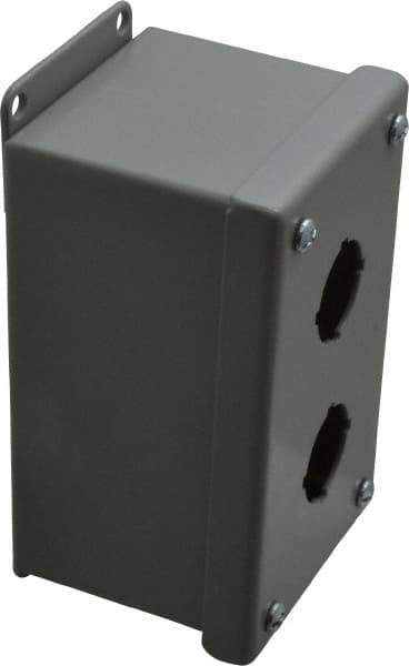 Cooper B-Line - 2 Hole, 1.203 Inch Hole Diameter, Steel Pushbutton Switch Enclosure - 5-3/4 Inch High x 3-1/4 Inch Wide x 3 Inch Deep, 12, 13 NEMA Rated - Exact Industrial Supply