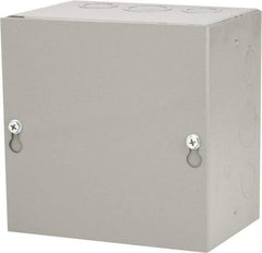 Cooper B-Line - Steel Junction Box Enclosure Screw Flat Cover - NEMA 1, 6" Wide x 6" High x 4" Deep - Exact Industrial Supply