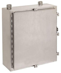 Cooper B-Line - Stainless Steel Standard Enclosure Hinge Flat Cover - NEMA 4, 12, 13, 4X, 12" Wide x 16" High x 6" Deep, Corrosion Resistant, Rainproof & Watertight - Exact Industrial Supply