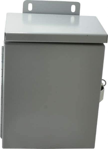 Cooper B-Line - Steel Junction Box Enclosure Hinge Flat Cover - NEMA 3R, 6" Wide x 8" High x 4" Deep, Rainproof - Exact Industrial Supply