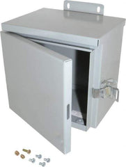 Cooper B-Line - Steel Junction Box Enclosure Hinge Flat Cover - NEMA 3R, 8" Wide x 8" High x 6" Deep, Rainproof - Exact Industrial Supply