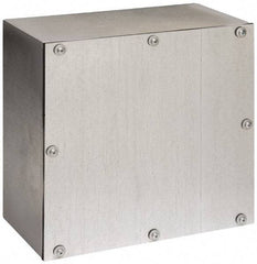 Cooper B-Line - Steel Junction Box Enclosure Screw Flat Cover - NEMA 3, 12, 12" Wide x 12" High x 6" Deep, Rainproof - Exact Industrial Supply