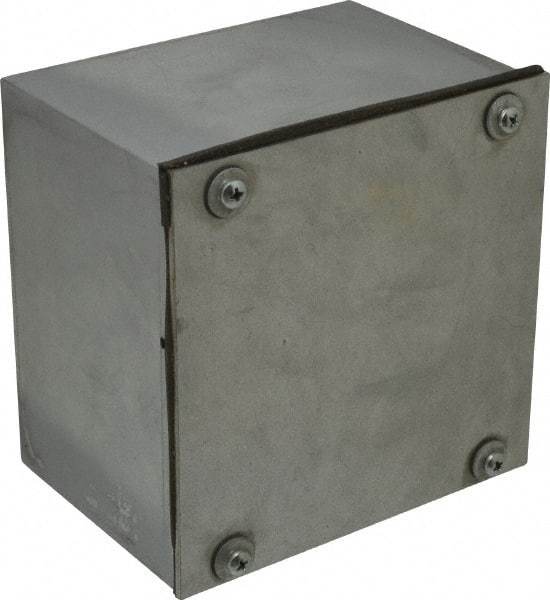 Cooper B-Line - Steel Junction Box Enclosure Screw Flat Cover - NEMA 3, 12, 6" Wide x 6" High x 4" Deep, Dust-tight & Rainproof - Exact Industrial Supply