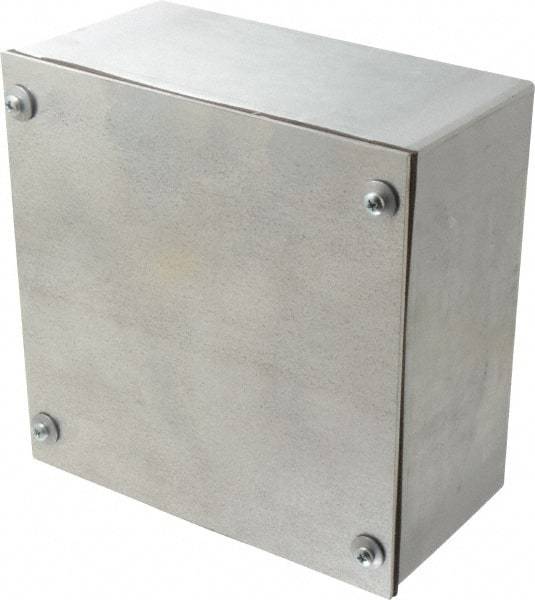 Cooper B-Line - Steel Junction Box Enclosure Screw Flat Cover - NEMA 3, 12, 8" Wide x 8" High x 4" Deep, Dust-tight & Rainproof - Exact Industrial Supply