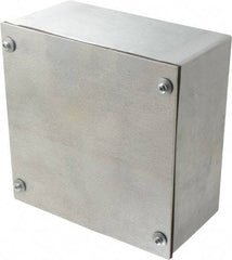 Cooper B-Line - Steel Junction Box Enclosure Screw Flat Cover - NEMA 3, 12, 8" Wide x 8" High x 4" Deep, Dust-tight & Rainproof - Exact Industrial Supply