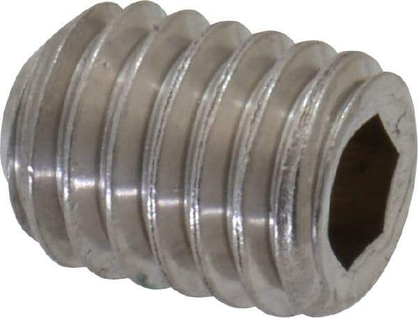 Value Collection - #10-32 UNF, 1/4" OAL, Flat Point Set Screw - Grade Austenitic A2 Stainless Steel, 3/32" Key - Exact Industrial Supply