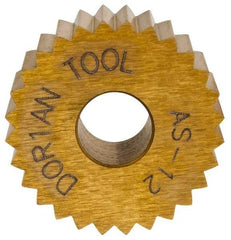 Dorian Tool - 3/4" Diam, 90° Tooth Angle, 12 TPI, Standard (Shape), Form Type High Speed Steel Straight Knurl Wheel - 3/8" Face Width, 1/4" Hole, Circular Pitch, Bright Finish, Series A - Exact Industrial Supply