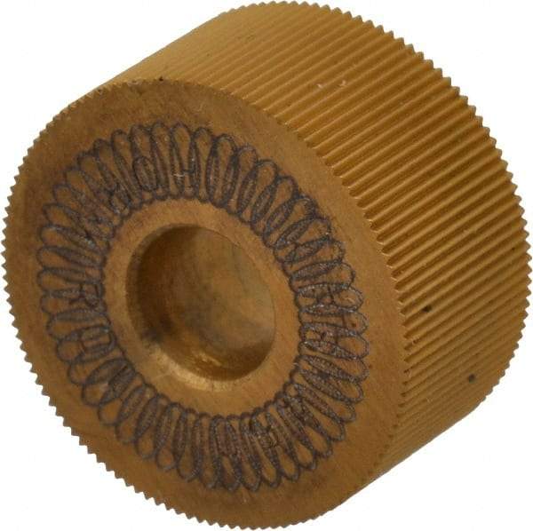 Dorian Tool - 3/4" Diam, 70° Tooth Angle, 50 TPI, Standard (Shape), Form Type High Speed Steel Straight Knurl Wheel - 3/8" Face Width, 1/4" Hole, Circular Pitch, Bright Finish, Series A - Exact Industrial Supply