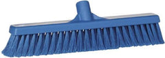 Vikan - 16" Fine Particle Synthetic Push Broom - 2" Bristle Length, Plastic Block, European Threaded Handle Connection - Exact Industrial Supply