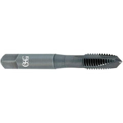 OSG - #6-32 UNC, 2 Flute, TiCN Finish, Vanadium High Speed Steel Spiral Point Tap - Plug Chamfer, Right Hand Thread, 2" OAL, 11/16" Thread Length, 0.141" Shank Diam, 2B Class of Fit, Series 300 - Exact Industrial Supply