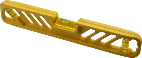 Empire Level - Magnetic 9" Long 3 Vial Torpedo Level - Polycast, Yellow, 1 45°, 1 Level & 1 Plumb Vials - Exact Industrial Supply