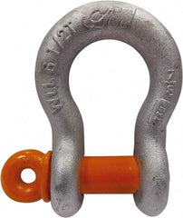 CM - 5/8" Nominal Chain Size, 3.25 Ton Carbon Steel Screw Anchor Shackle - 27/32" Diam, 3/4" Pin Diam, 1-1/16" Wide Inside Jaw, 1-1/2" Inside Width - Exact Industrial Supply