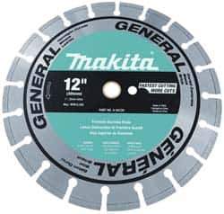 Makita - 14" Diam, 20mm Arbor Hole Diam, Wet & Dry Cut Saw Blade - Diamond-Tipped, Standard Round Arbor - Exact Industrial Supply