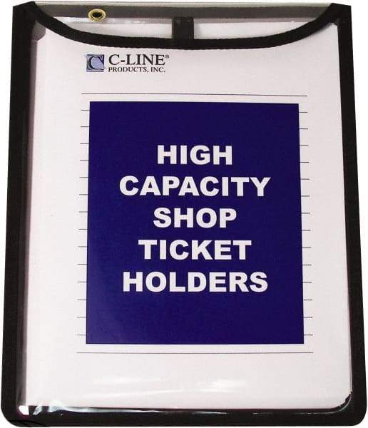 C-LINE - 15 Piece Clear High Capacity with Gussett Stitched Shop Ticket Holder - 12" High x 9" Wide - Exact Industrial Supply
