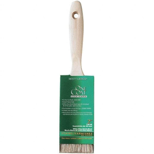 Krylon - 9/16" Flat White China Bristle Trim Brush - 2" Bristle Length, 2-3/4" Wood Beavertail Handle - Exact Industrial Supply