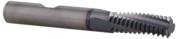 Emuge - 1-1/8 - 8 UNS, 0.746" Cutting Diam, 4 Flute, Solid Carbide Helical Flute Thread Mill - Internal Thread, 2.058" LOC, 4-3/4" OAL, 3/4" Shank Diam - Exact Industrial Supply