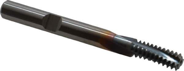 Emuge - 5/16-18 UNC, 0.242" Cutting Diam, 3 Flute, Solid Carbide Helical Flute Thread Mill - Internal Thread, 0.637" LOC, 2-1/2" OAL, 1/4" Shank Diam - Exact Industrial Supply