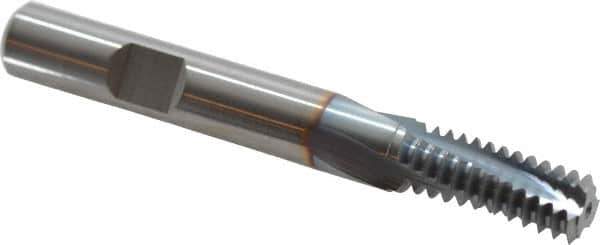 Emuge - 7/16-14 UNC, 0.354" Cutting Diam, 3 Flute, Solid Carbide Helical Flute Thread Mill - Internal Thread, 0.891" LOC, 3" OAL, 3/8" Shank Diam - Exact Industrial Supply